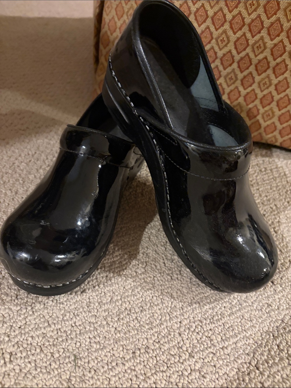Dansko Black Patent Leather Clogs